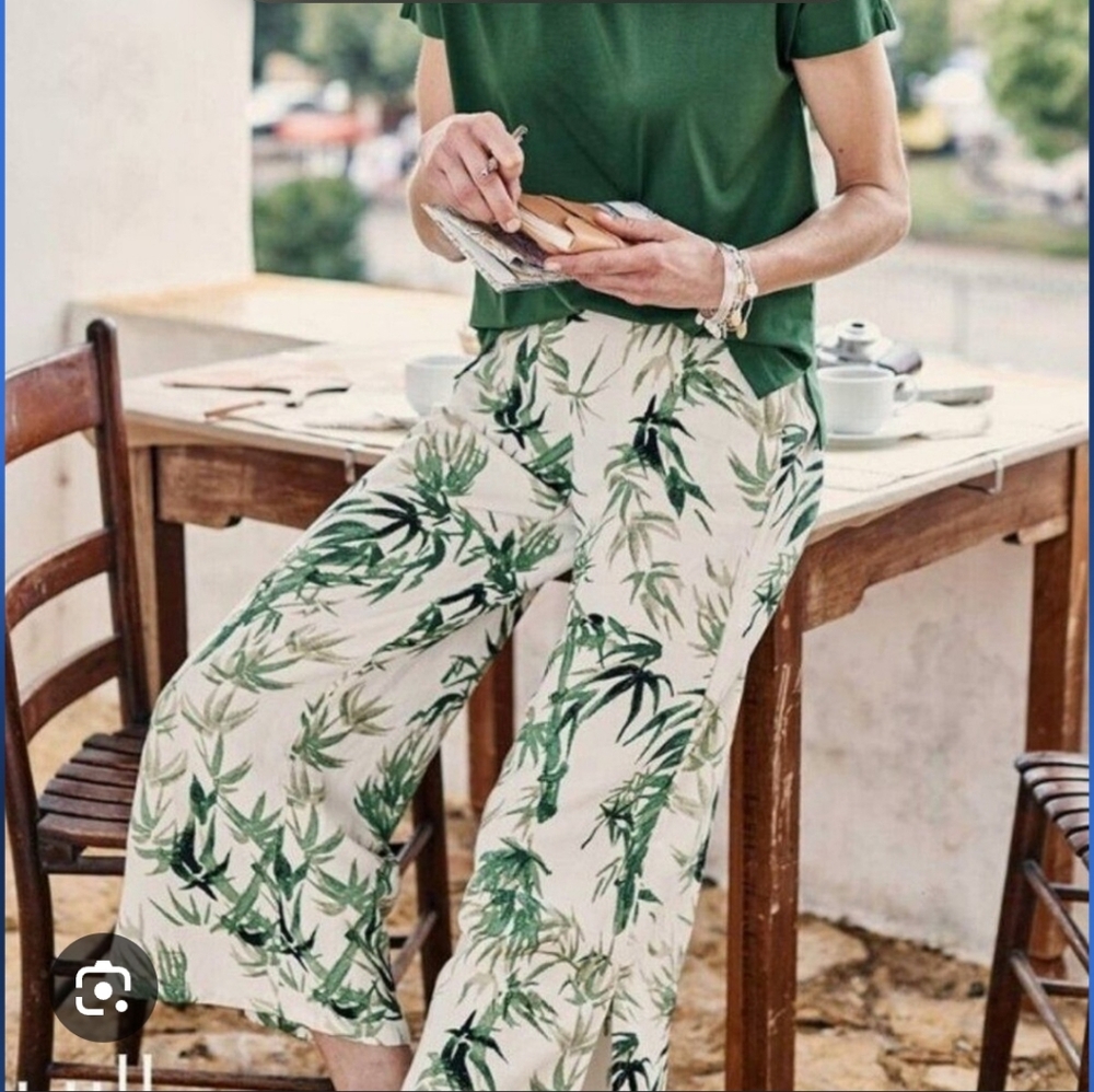 J.Jill Linem Bamboo Leaf Print Wide Leg Pants